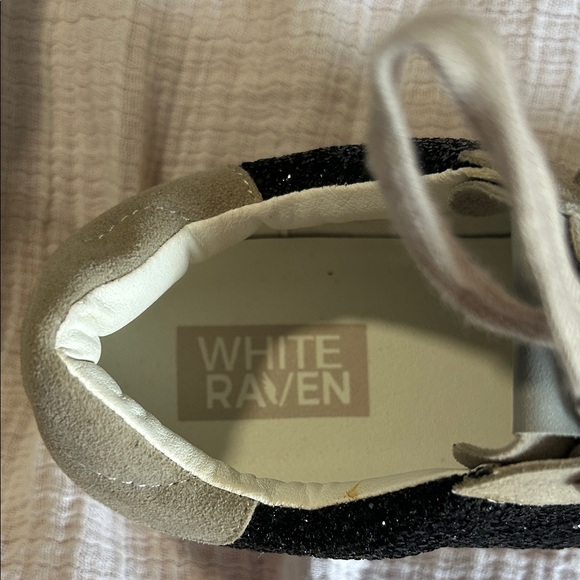 Women's Black Glitter Athletic Sneakers with Cream Accents Golden Goose Dupes - Picture 2 of 6